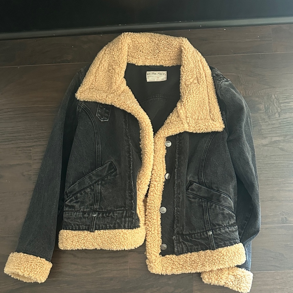 Black Denim Jacket with Sherpa Lining